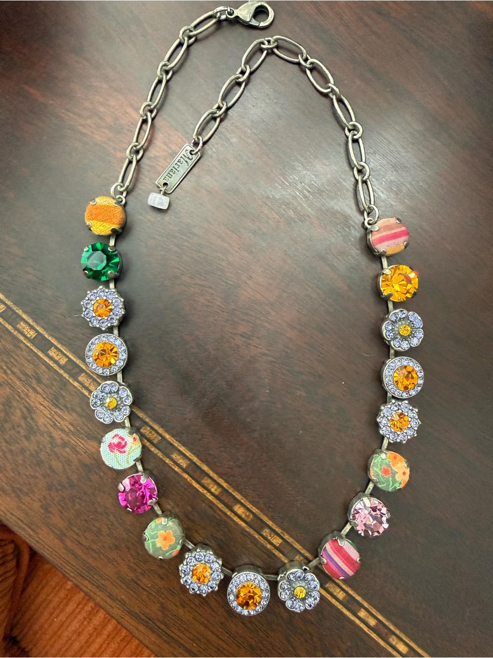 Mariana Jewelry FABRIC & Crystal Multicolor Floral Statement Necklace